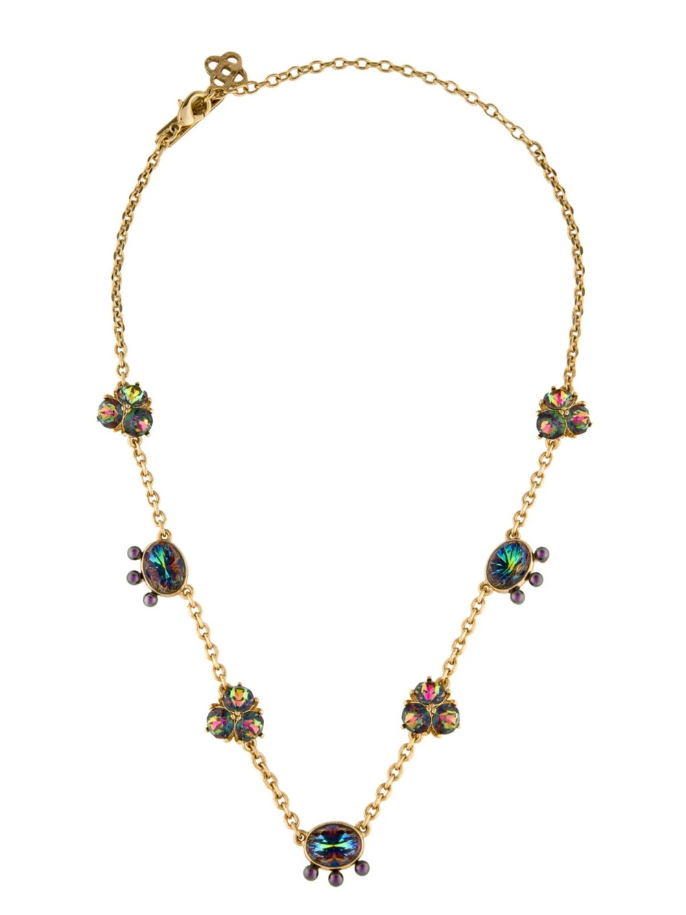 Oscar de la Renta Gold-tone Aurora Iridescent Crystal Station Necklace